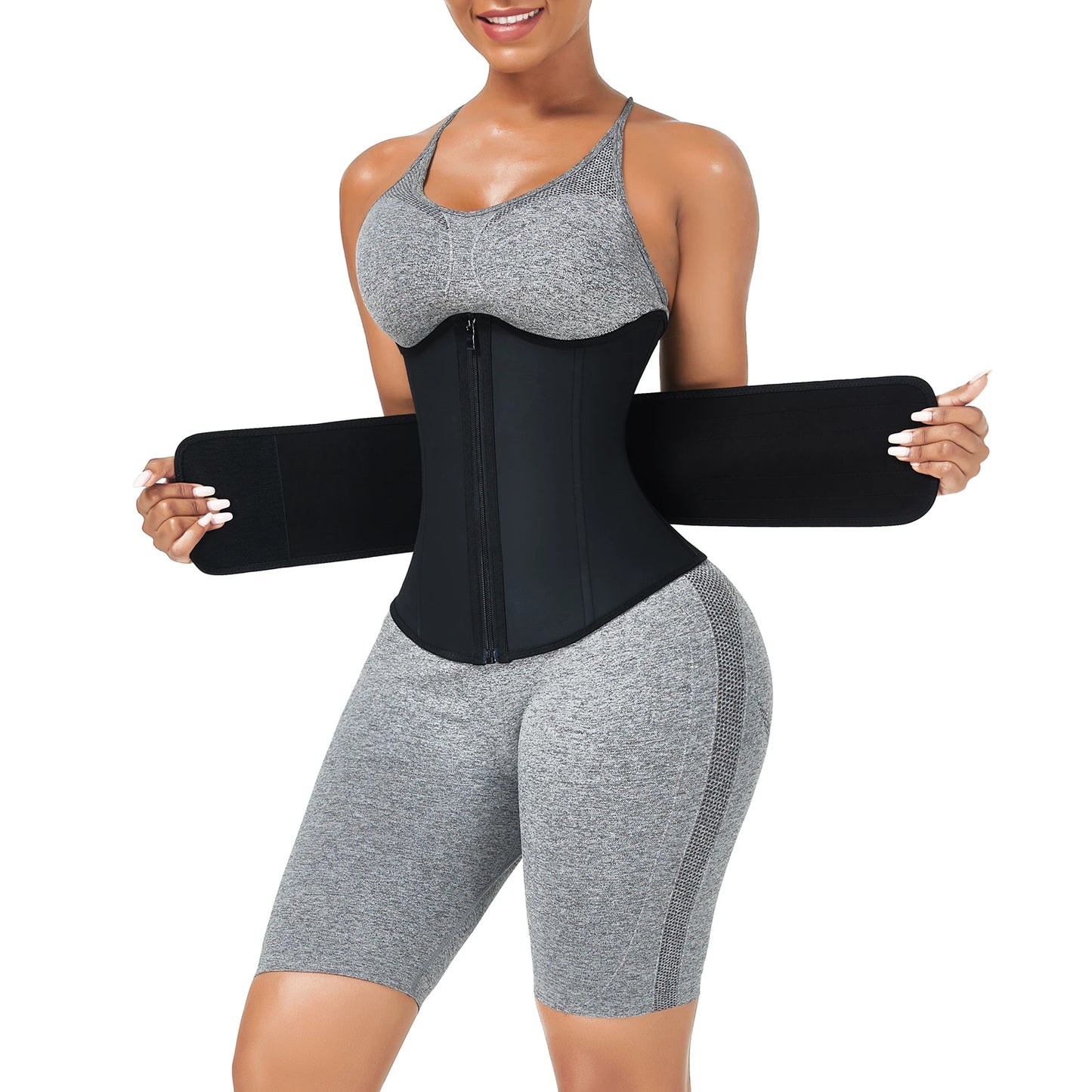 Ultimate Fit Shapewear Waist Trainer - Black Latex Body Shaper with Bust Support & Tummy Control