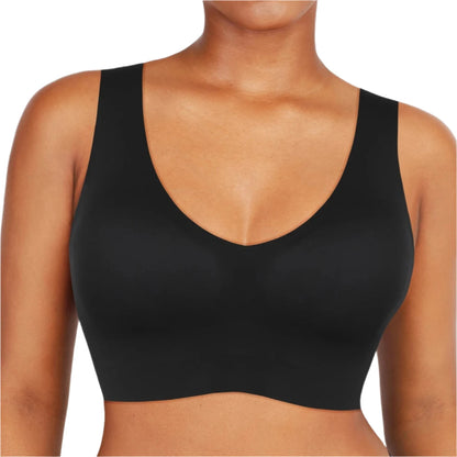 Seamless V-Neck Full Coverage Bra Tank Top with Built-in Bra & Steel Bone Support