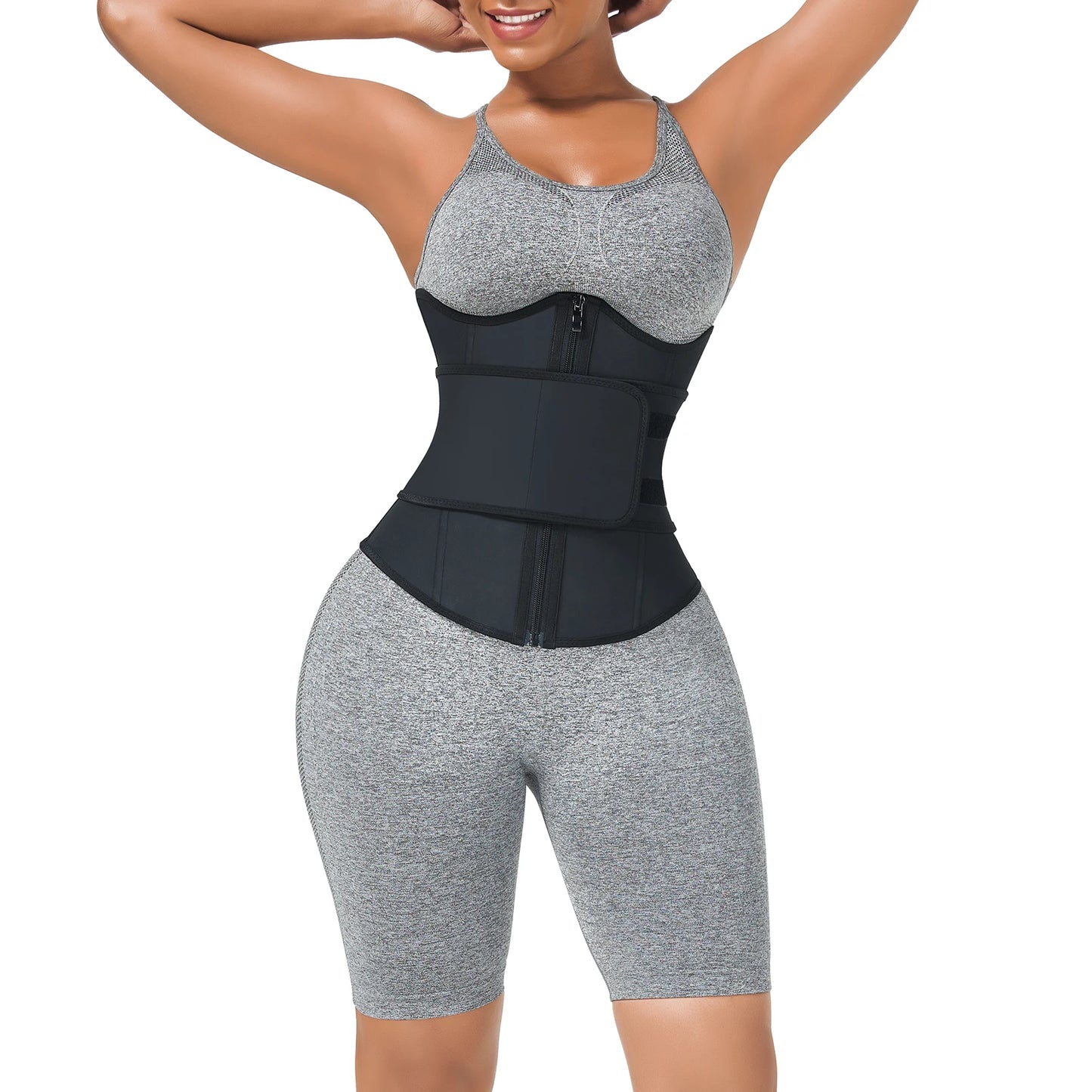 Ultimate Fit Shapewear Waist Trainer - Black Latex Body Shaper with Bust Support & Tummy Control