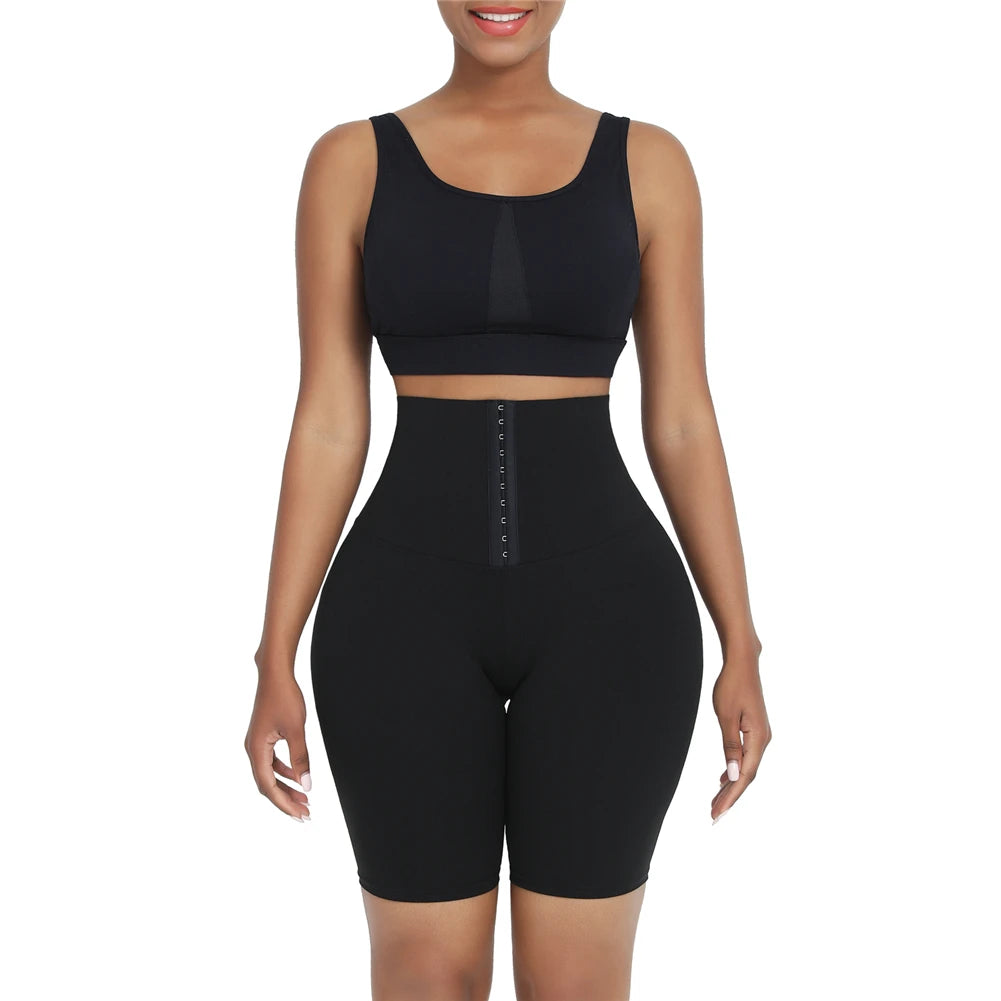 Seamless Body Shaper Mid-Thigh Shorts – Waist Trainer, Slimming Yoga Shorts for Gym